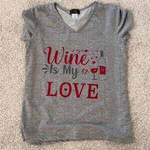 Gray 'Wine Is My Love' Short Sleeve Tee